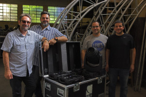 Federico Sainz (CEO de BALS), Daniel Lema, MD de TSD Group Distribuidor argentino de Robe, Daniel Bordino (Gerente de Servicios Técnicos de BALS) y Hugo Mossi, (Gerente Comercial de BALS). Foto por Louise Stickland